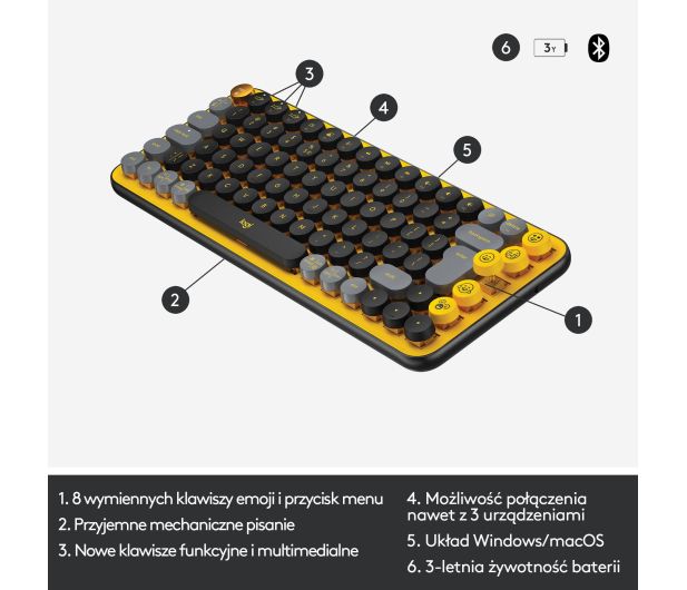 LOGITECH POP KEYS Black & Yellow US INTL - 716616 - zdjęcie 10